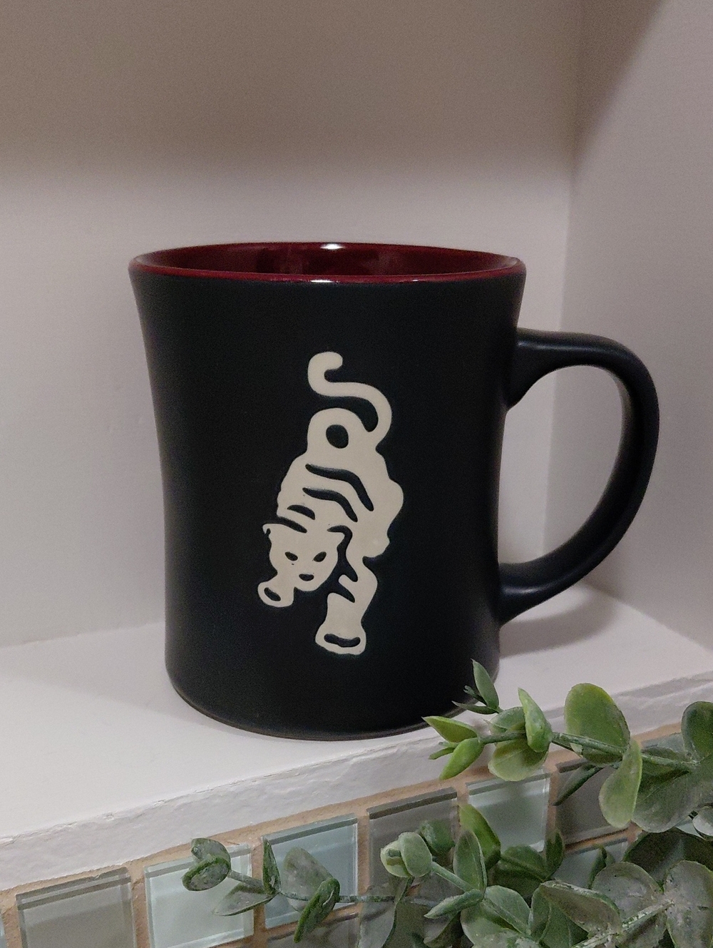 Starbucks 2012 Sumatra Tiger Coffee Mug Matte Black Burgundy